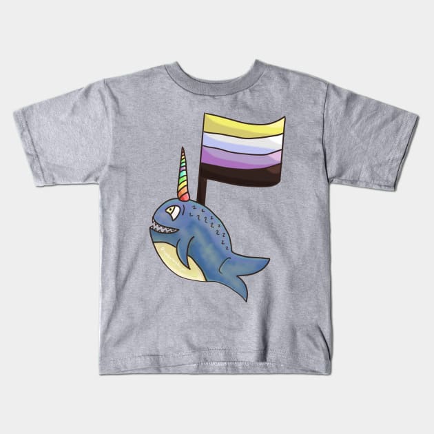 Narwhal For Nonbinary Pride Kids T-Shirt by nonbeenarydesigns